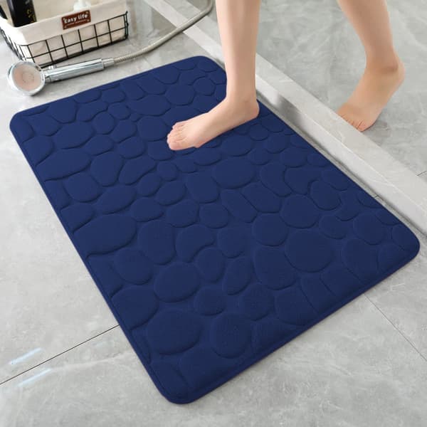 Baderomsmatte 18D svamp absorberende antiskli 40x60cm, dekorativ dørmatte til baderom marineblå