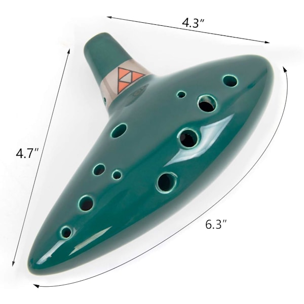 12 Tone Alto C Ocarina med sangbogstativ, flaskegrøn halsrem