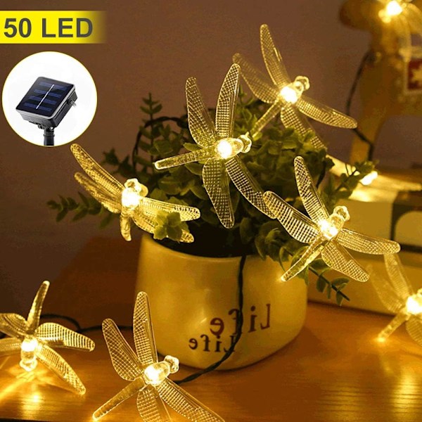 50 LED Solcellsslinga Utomhus Fjärilsslinga Utomhus