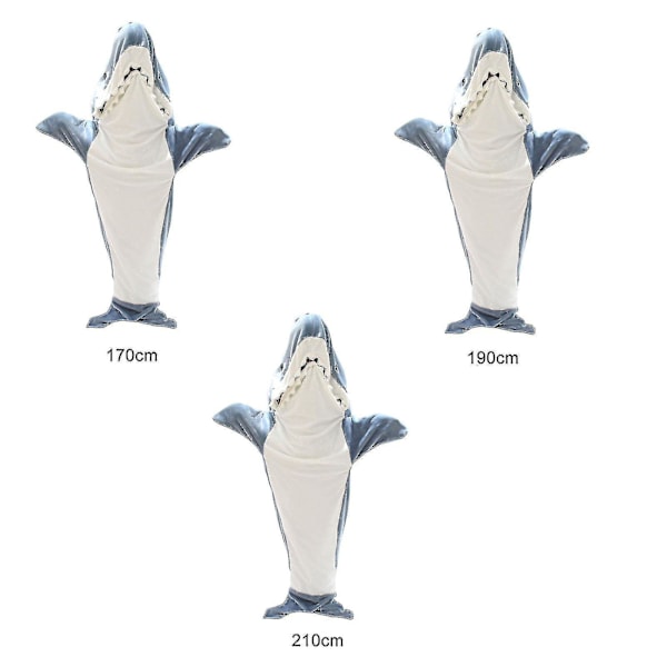 Shark Blanket Huppari Aikuisille - Shark Onesie Aikuisten Kannettava Peitto - Shark Peitto Superpehmeä Viihtyisä Flanelli Huppari Shark Makuupussi-FS4- 190cm