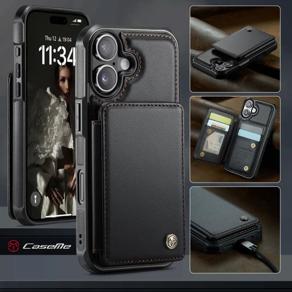 iPhone 17 Cover med kortlomme og RFID-beskyttelse Svart