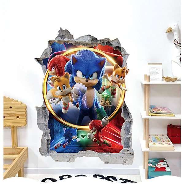 Sonic Adventure Wall Decals 3D Smashed Custom Hedgehog Kids Ga-FS-
