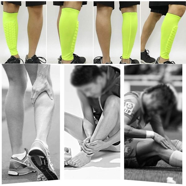A Pair of Professional Calf Compression Sleeves Shin Guard Impact Fall Protection Green (XL) green green l