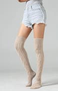 1 par Overknee vinterstrømper til damer Strikkede strømper Legwarmers Strikkede støvlestrømper Beige