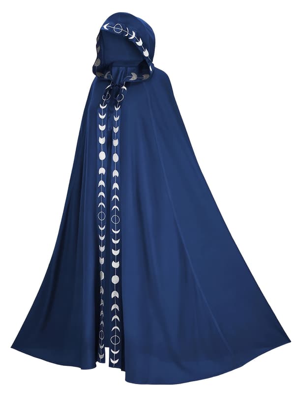 Hætteklædt kappe til voksne Middelalder Renæssance Cosplay Kostume til Halloween og Rollespil M Blue