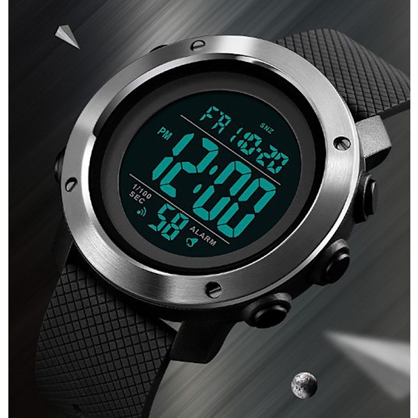 Digital display mannlig elektronisk klokke dual time armbåndsur