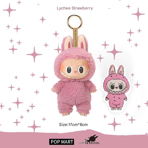 Labubu Macaron Monster Nyckelring Spännande Monster Macarons Vinyl Face Plysch Nyckelringar Konst Samlarobjekt Leksaker Presenter för Barn Item 1:Lychee berry