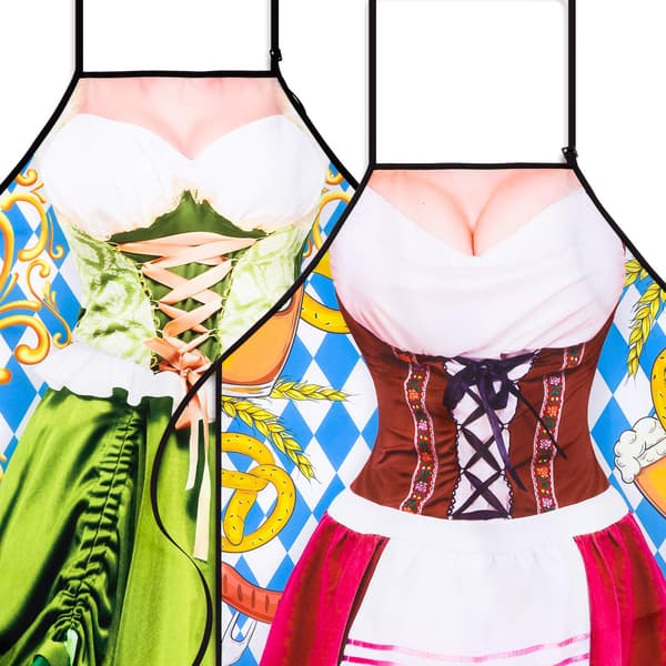 2-pak Oktoberfest Dirndl - Forklædesæt, Damekostume - Inspirerede Forklæder til Festlige Anledninger, Tysk Tema til Køkken & Grill