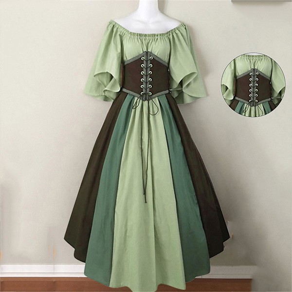 Middelalderligt tøj Kvinder Kortærmet Gotiske Kjoler Lysegrøn Lysegrøn Light green 4XL