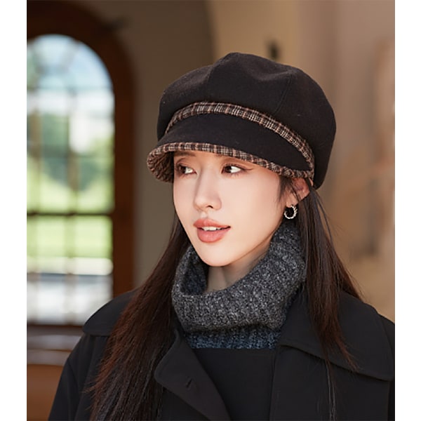 Retro pläd åttkantig hatt utomhus 1 Casual dam Newsboy Cap