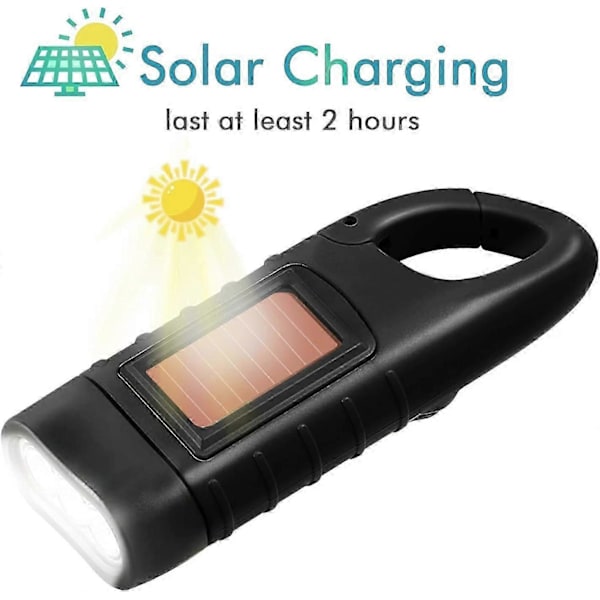 Crank Flashlight 2pcs Solar Crank Flashlight Rechargeable Led Generator Flashlight With Hand Crank Emergency Light-FS-
