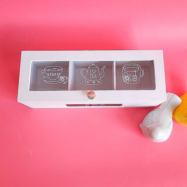 3 Rum Bambus System Te Pose Opbevaringsboks Smykkeskrin Te Box Organizer Træ Sukkerpakke-FS3-