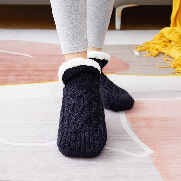 vinterstrømper varmestrømper fluffy tykke strømper hjemmesko b sort-FS2- svart 35-39