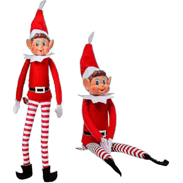 1 X Elf der opfører sig dårligt med velcro i hånden - Langbenet Elf Blød Plys - Julnyhed - Elf med hat og pig Jul