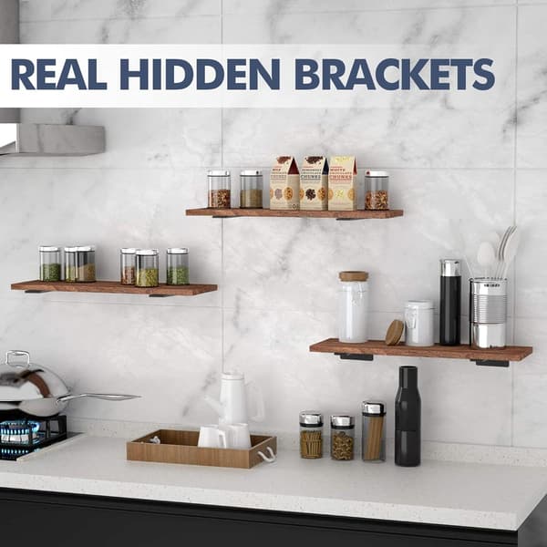 6-pack Floating Shelf Brackets, 15 cm Heavy Duty Industrial Shelf Brackets, a Metal L-Brackets for Shelf Support D