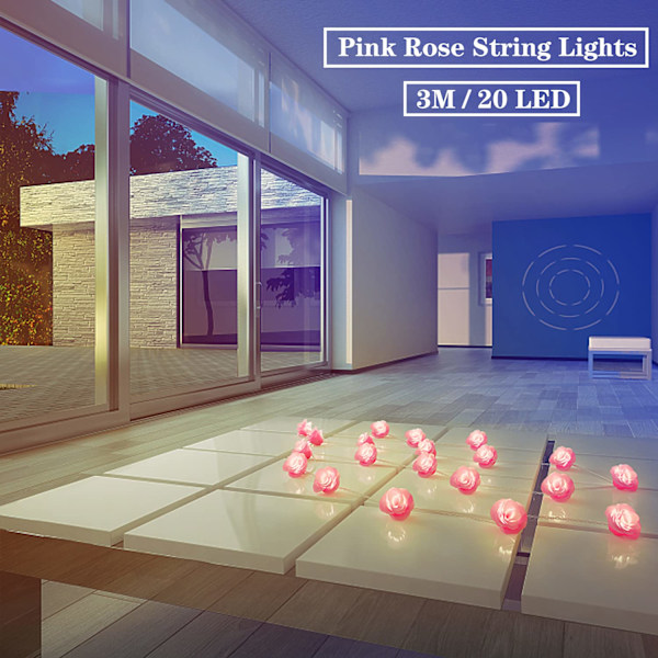 Blomsterljusslinga, LED Rosblomsterljusslinga, 3M 30LED
