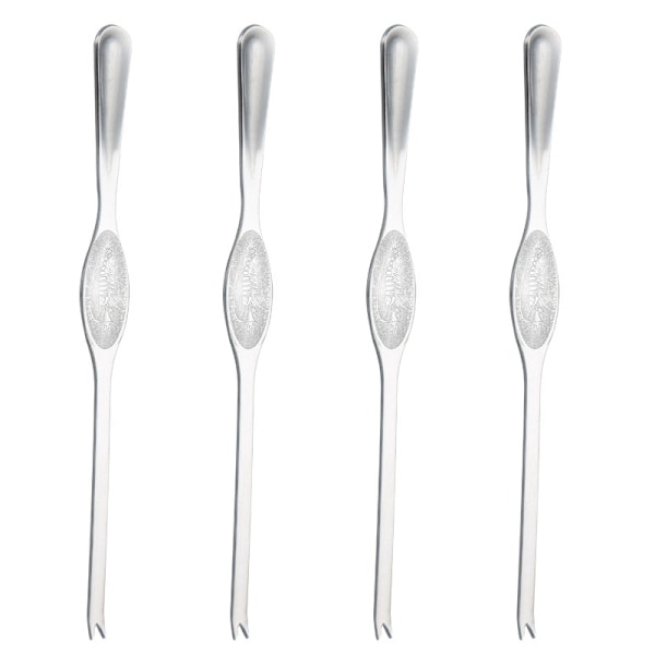 Krabbegaffel i Rustfrit Stål 4 stk Krabbe Spiseværktøj Krabbe Klo Krabbenål Husholdningsfisk og Skaldyr Skallet Hårig Krabbe Tilbehør B Large 20cm Silver