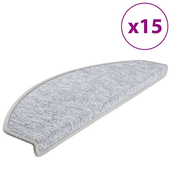 vidaXL 15 stk. Trappetrinmåtter grå 65x24x4 cm Grey grå