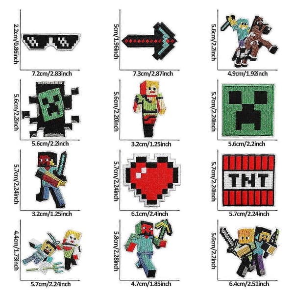 Minecraft Stryge-På Broderede Mærker, 16-pak til DIY Tøj & Tilbehør