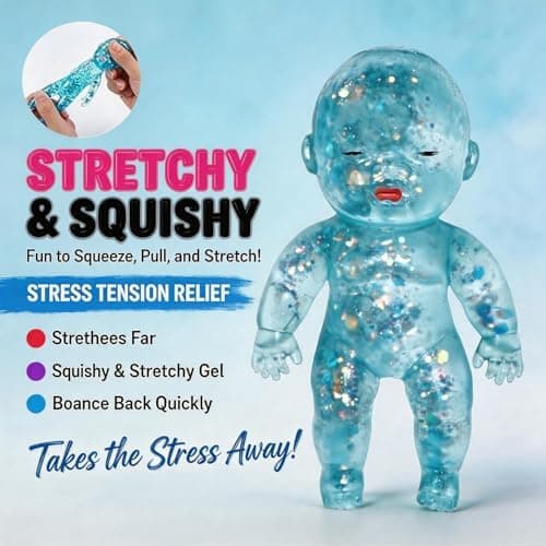 Glitterdukke Squishies Stressbold, Squishy Baby Sensorisk Fidget til Stresslindring, Blød Sød Klem, Bærbar Skrivebordsdekoration og Afslappende Gave til