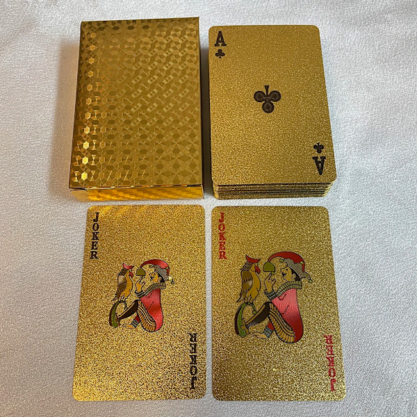 Vandtæt Plast Poker Spillekort PET Bordspil Halloween/Thanksgiving Day/Julegave 24K Guld B488