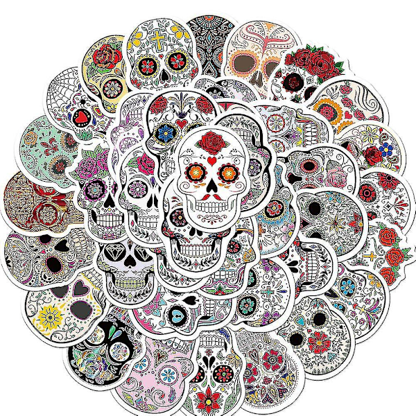 50 stk Halloween Skull Graffiti Klistremerker