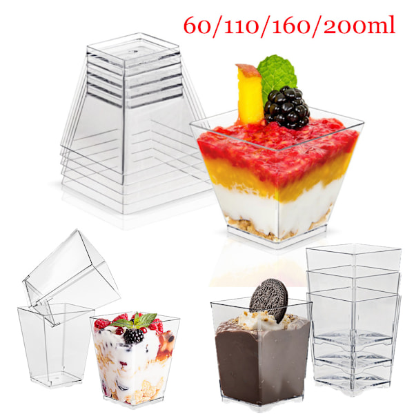 60ml~160ml Kvadratiska Dessertkoppar Moussekopp 110ml 12Pcs/Set
