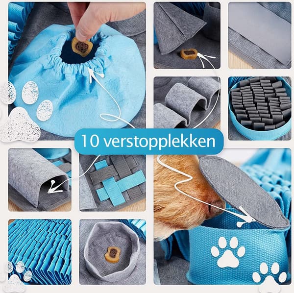 Sniffmatta hund med 10 funktioner, hjärnspel blågrå