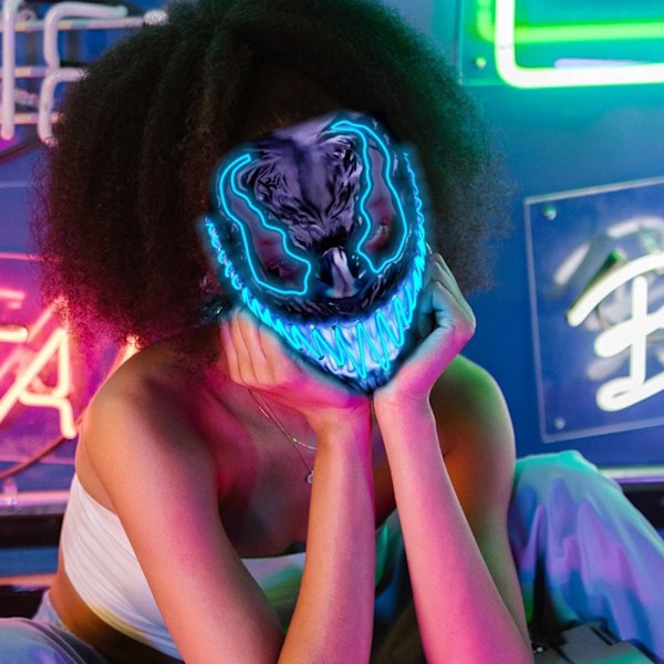 Halloween LED Ansigt Cover Skræmmende Lysende Ansigt Cover Halloween Cosplay Maske til Fester Karnevaler Festivaler