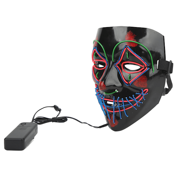Holiday Cosplay EL Lines Maske Lysende Skræmmende Kranie Glødende Klovnemaske med Pink Stjerneøjne til Prom