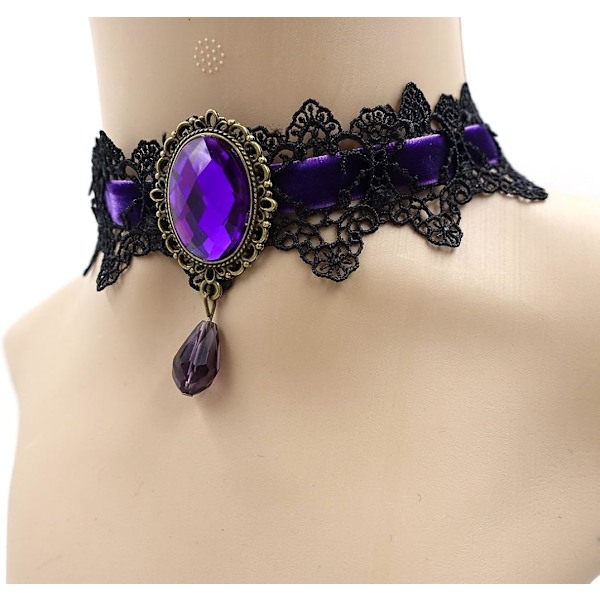 Retro Håndlavet Blonde Royal Court Vampire Choker Gotisk