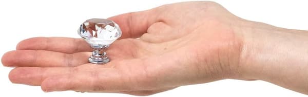 12 Pcs 30mm Diamond Shaped Crystal Glass Cabinet Knobs with Screws, Drawer Knobs for Kitchen, Dresser, Door, Cupboard