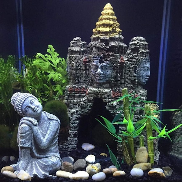 Stor Buddha Statue til Akvarium - Akvarie Ornament med Hul