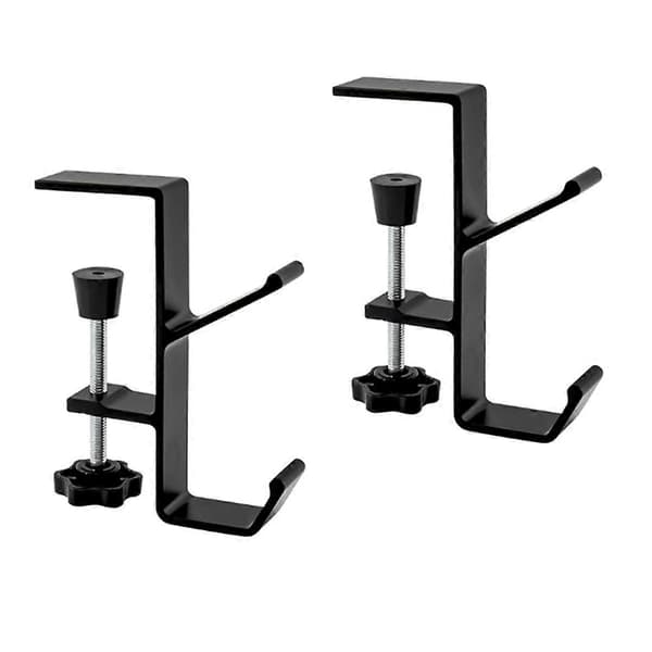 2 Pcs. Desk Mounted Bag Holder Hook Clamp-on Backpack Hanger Portable Desk Headphone Holder for T