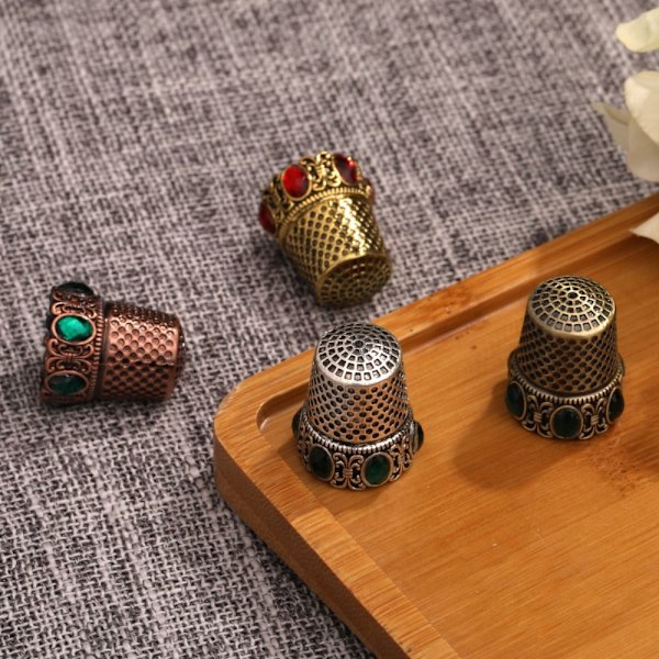 Vintage ompelu sormustin kirjonta sormisuoja HOPEA HOPEA Silver Silver