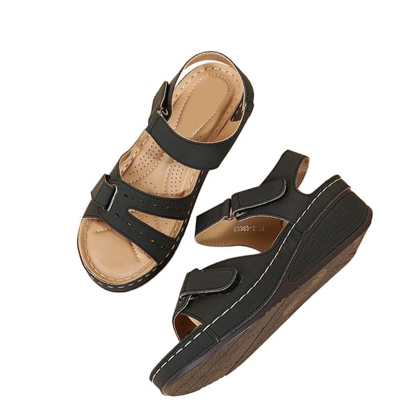 Women's Orthopedic Wedge Sandals Open Toe Ankle Strap Black 40 black black 40