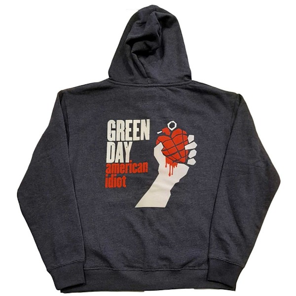 Green Day Unisex Voksen American Idiot Ryggtrykk Full Zip Hettegenser Navy-FS1- Navy M