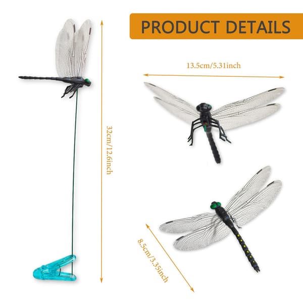5 Pcs Artificial Dragonfly Clips for Outdoor Use 3D Dragonfly Decor Gardening, 3D Dragonfly Garden Decorative Clips-FS- 5