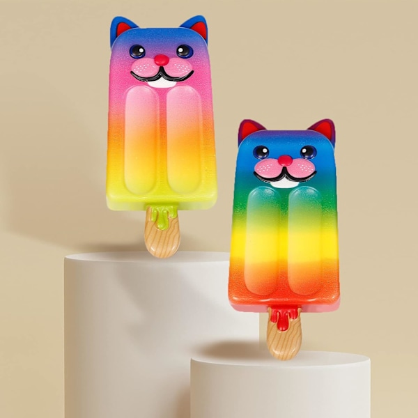 2-pak Popsicle Katt Leke-deig Trykksett Kawaii Sakte Stigende
