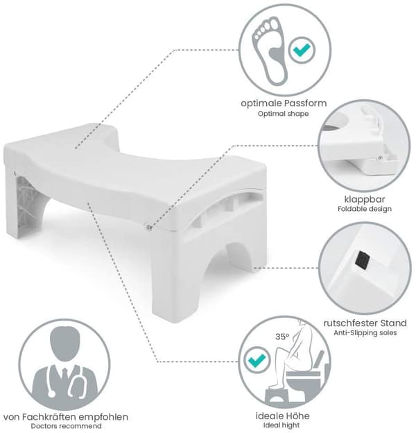 Revolutionary Toilet Stool, 7\" Heavy-Duty Support, Non-Slip Stability, Space-Saving Foldable Design, Healthy Colon Aid, Suitable For All-FS-