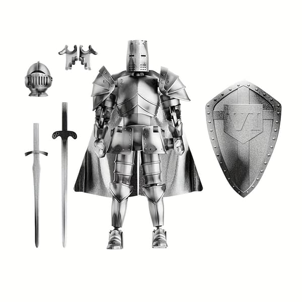Middelalderlig ridder actionfigur med flere led, bevægelig rustningsmodel (samling påkrævet) Silvery