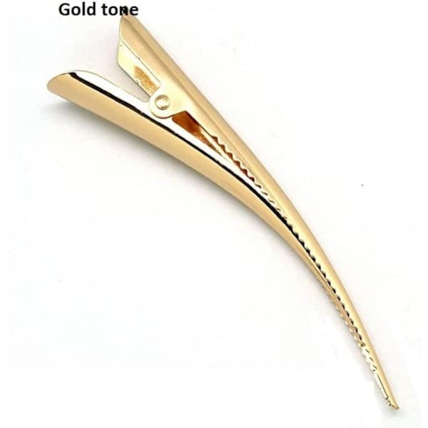Ensfarvede hårspænder, andeklemme, stor til styling og sektionering (Guld - 6 stk) Guld Gold