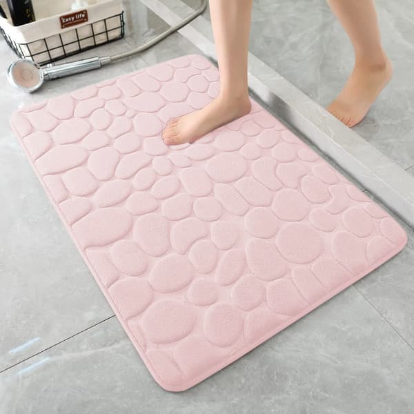 Baderomsmatte 18D svamp absorberende antiskli 40x60cm, dekorativ dørmatte til baderom rosa