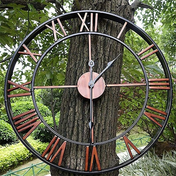 Garden Clock Outdoor Large Roman Numeral Outdoor Clock, 40cm/16 inch