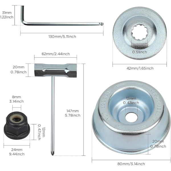 Universelt ryddesagshodemuttersett, for Stihl ryddesag FS55 FS
