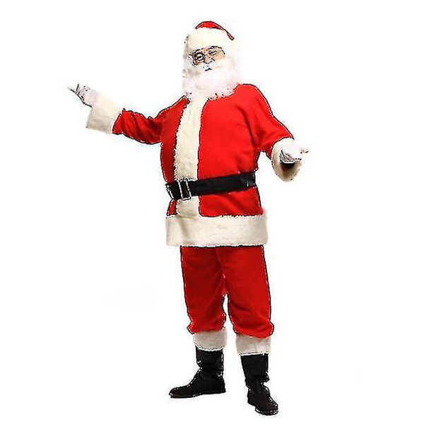 Jultomtekostym för Män Vuxen Jultomtekostym Santadräkt 9 delar 9pcs M