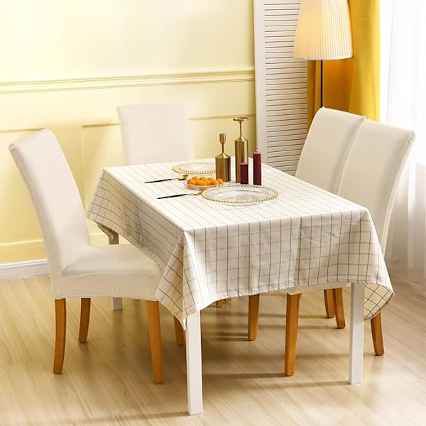 Stolskydd för matstolar, hög stretch sammet matstolsskydd set om 4, beige stolskydd för kök, hotell, bröllop 4 st.-WELLNGS