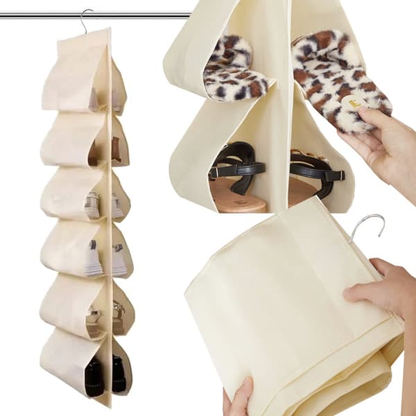 Skoorganiser til ophængning i garderoben, 12 par Beige