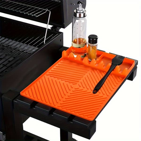Silikon Grillmatte for Blackstone Sidehylle – Stor BBQ Benkematte med Dryppbrett, Varmebestandig Grilltilbehør