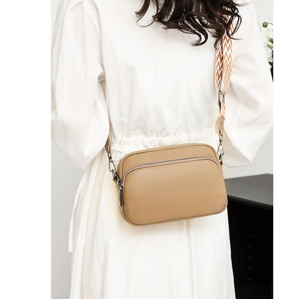 Crossbody-veske Liten skulderveske i skinn for kvinner med glidelås - Perfet-FS1- black